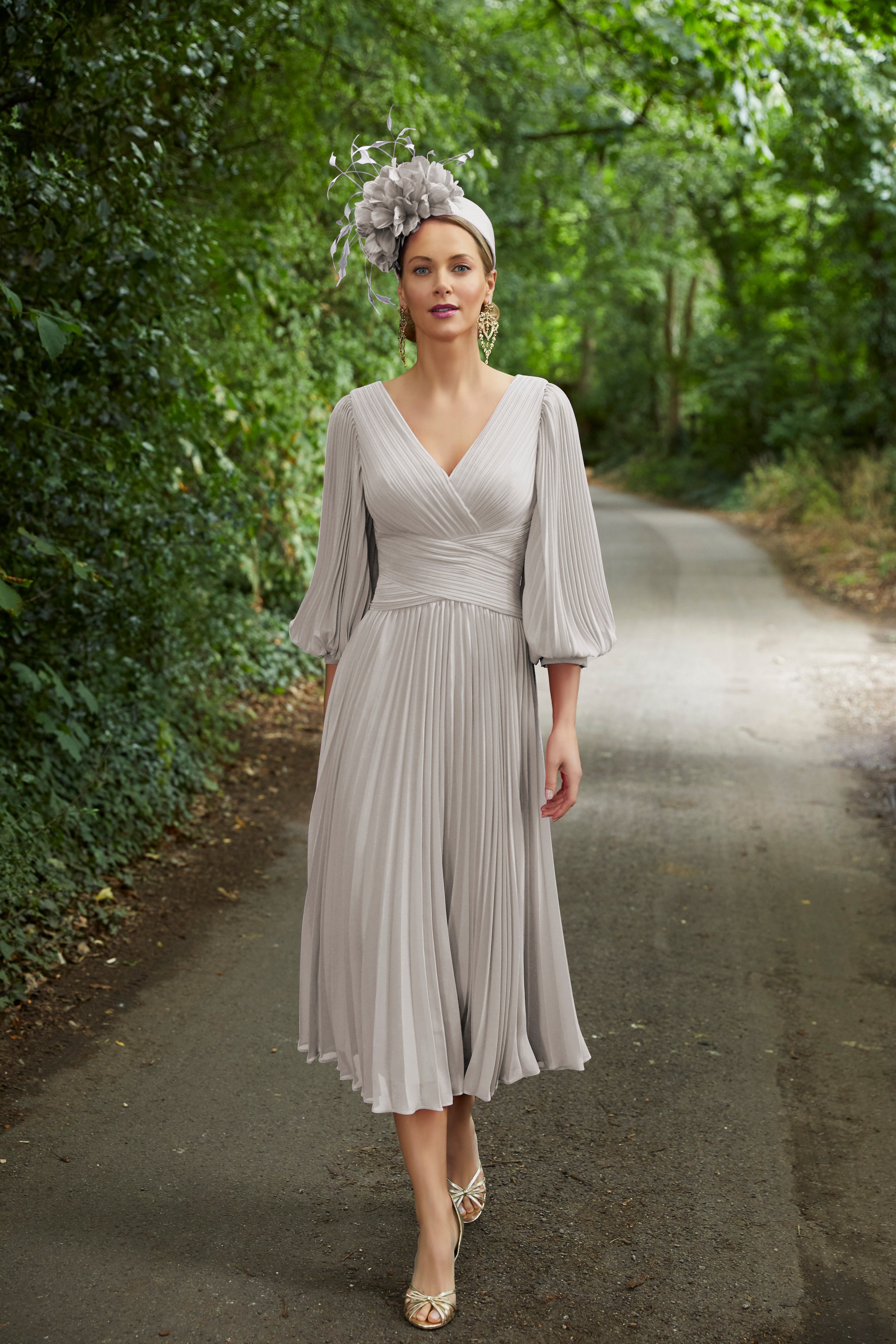 taupe mother of the bride dress